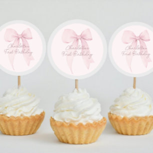 Sticker Rond Coquette Rose Bow personnalisé