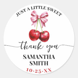 Sticker Rond Coquette rose Cerise Baby shower Fête Favoriser