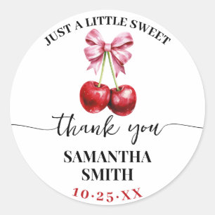 Sticker Rond Coquette rose Cerise Baby shower Fête Favoriser