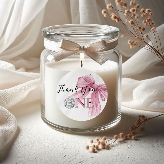 Sticker Rond Coquette rose étincelle 1ère (Créateur téléchargé)