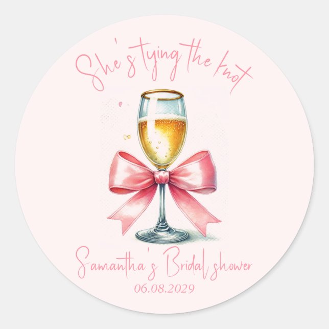 Sticker Rond Coquette Rose Ruban Baby shower (Devant)