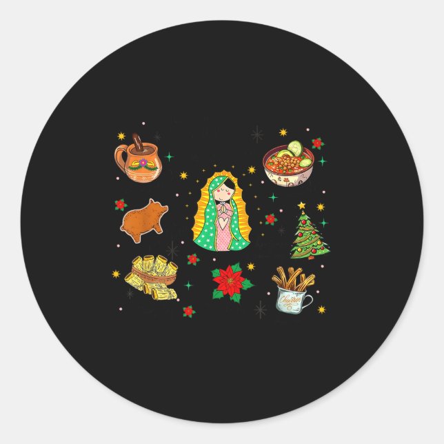 Sticker Rond Coquette Tis The Season Mexican Christmas Spanish  (Devant)