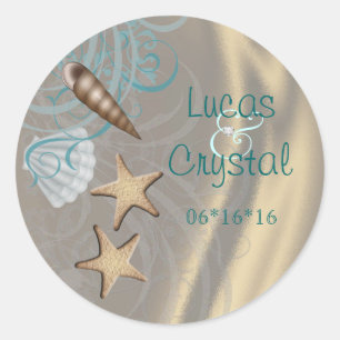 Sticker Rond Coquillage Chatoyant Turquoise Enregistrer Le Stic