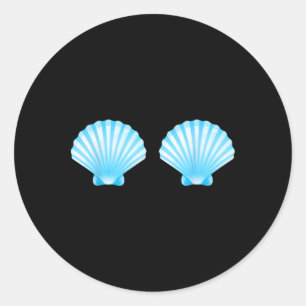 Sticker Rond Coquillage Drôle de Sein Noël en Juillet Vacances