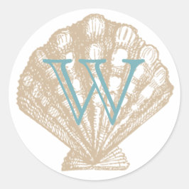 Sticker Rond Coquillage | Monogramme de coquille Saint-Jacques 