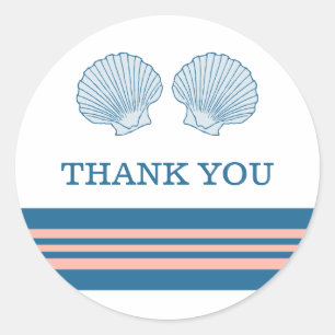 Sticker Rond Coquillages de Merci corail bleu