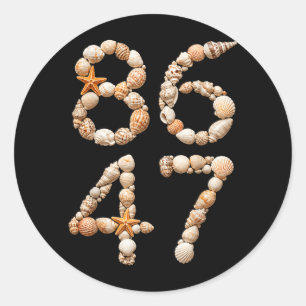 Sticker Rond Coquillages Drôles Coquilles de Mer Eté Plage