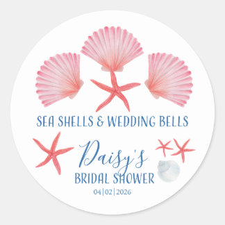 Sticker Rond Coquillages élégants et cloches de mariage Enterre