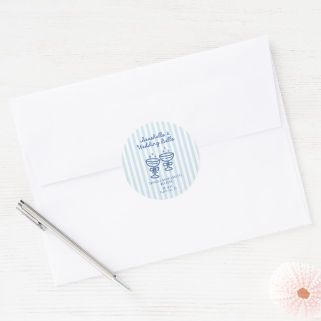 Sticker Rond Coquillages et cloches de mariage Enterrement de v (Enveloppe)