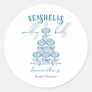 Sticker Rond Coquillages et Cloches de Mariage Enterrement de V