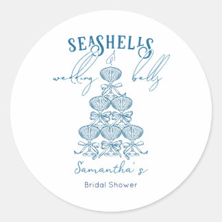 Sticker Rond Coquillages et Cloches de Mariage Enterrement de V