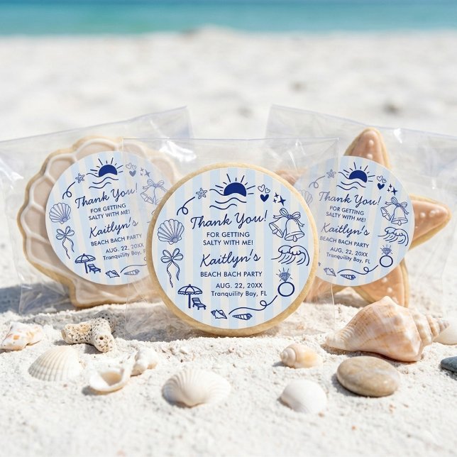 Sticker Rond Coquillages et Cloches de Mariage Fête de Filles s (Créateur téléchargé)