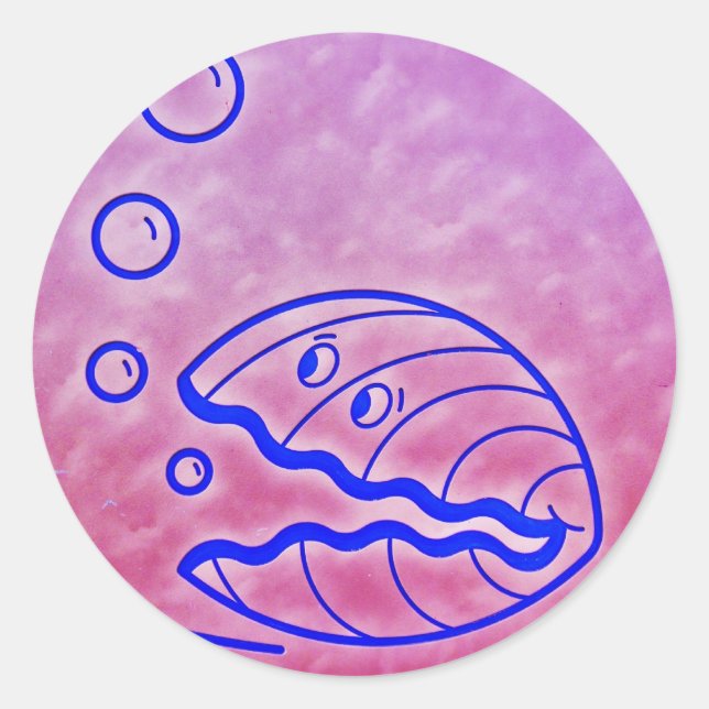 Sticker Rond Coquille de confiture mignonne sous le bleu de la  (Devant)