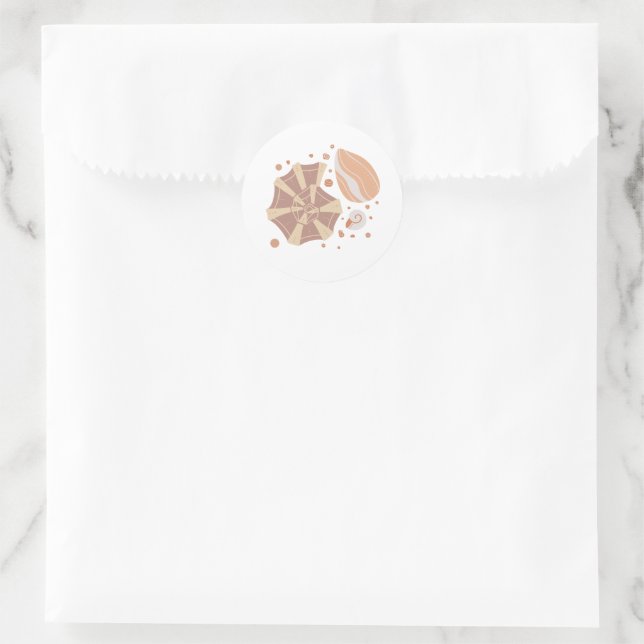 Sticker Rond Coquille de dessin avec ornement doodé (Sac)