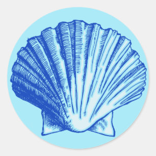 Sticker Rond Coquille de la mer bleue de Bimini