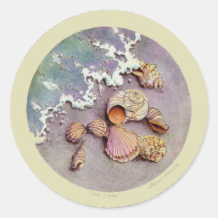 Sticker Rond COQUILLES MARINES par SHARON SHARPE