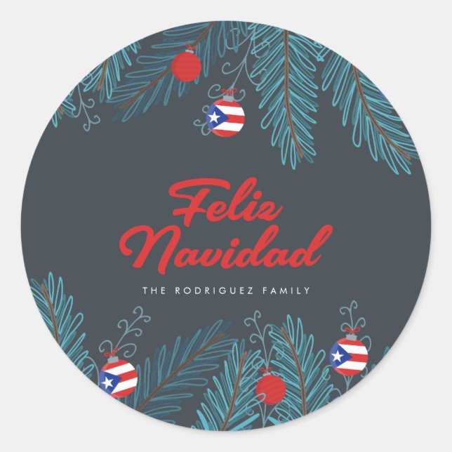 Sticker Rond Coquito de Noël festif Porto-Rico (Devant)