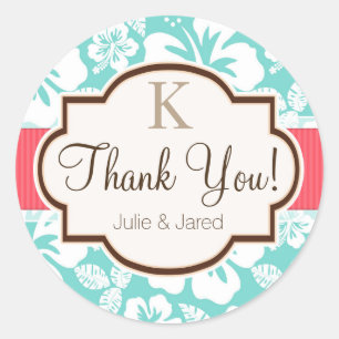 Sticker Rond Corail, Aqua Mariage tropical