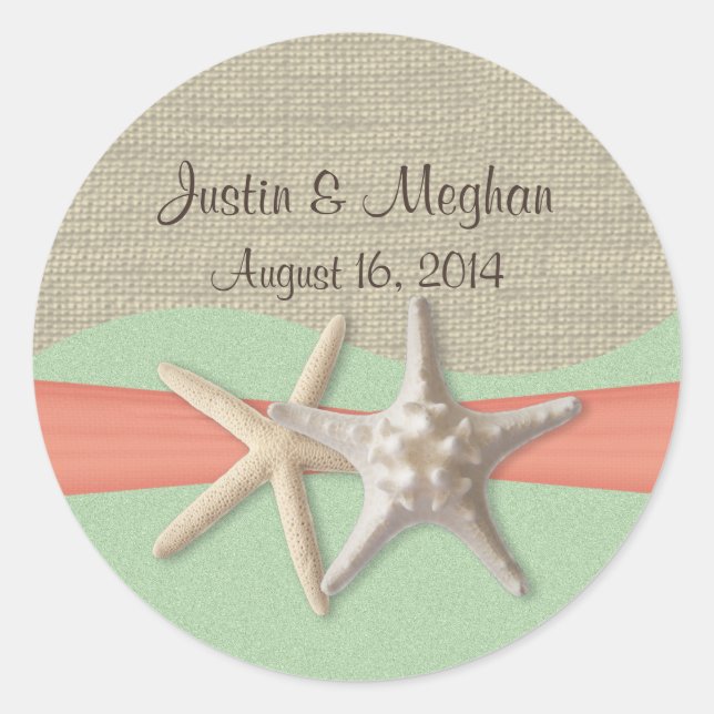 Sticker Rond Corail de poisson Starfish et menthe (Devant)