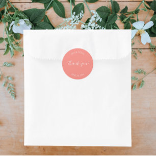 Sticker Rond Corail Stylisé Merci Mariage