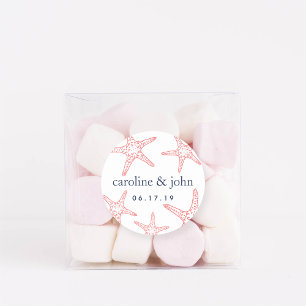 Sticker Rond Coral & Marine Starfish Mariage personnalisé