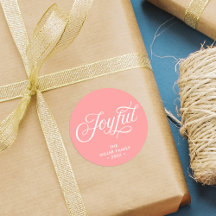 Coral rose élégant Cursive Joyful Holiday