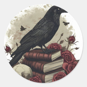 Sticker Rond Corbeau de corbeau d'Halloween