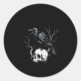 Sticker Rond Corbeau F-Caw-F Oiseau Drôle qui Dit Humour Mème C