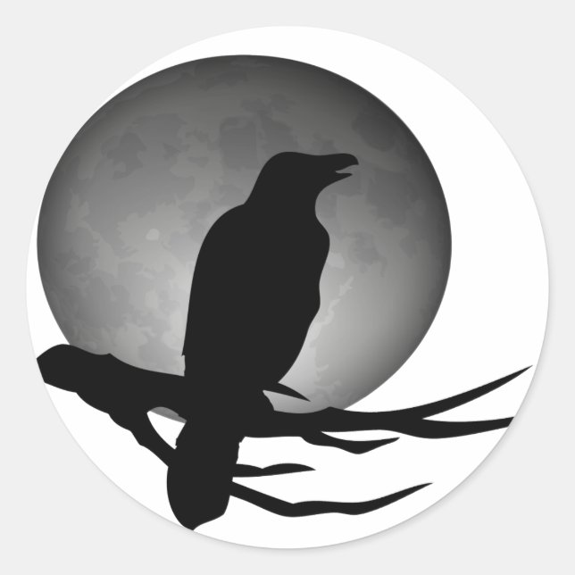 Sticker Rond corbeau lune (Devant)