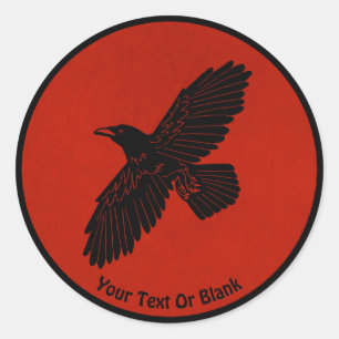 Sticker Rond Corbeau rouge