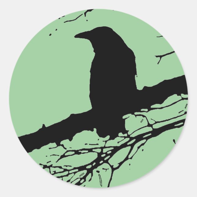 Sticker Rond Corbeau sur l'arbre (Devant)