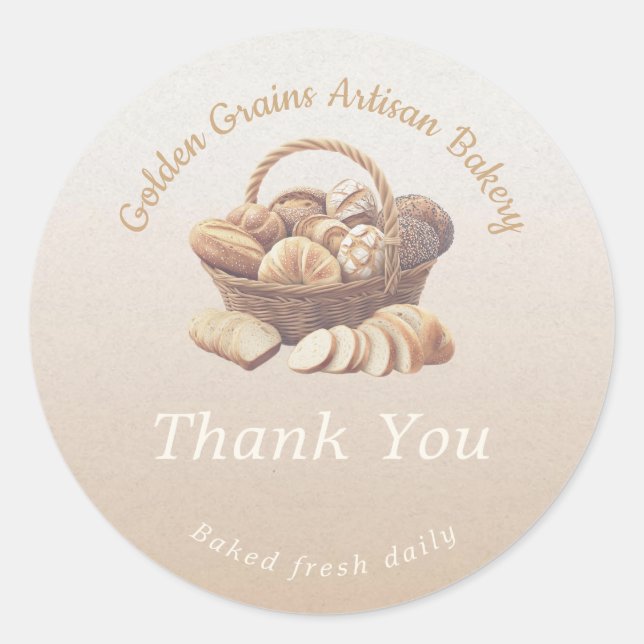 Sticker Rond Corbeille de pain artisanal Merci (Devant)