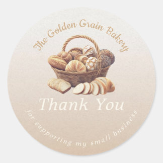 Sticker Rond Corbeille de pain artisanal Merci