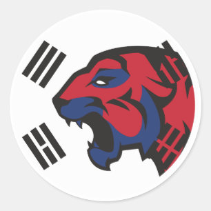 Sticker Rond Corée du Sud Sibérien Tigre Sud-Coréen