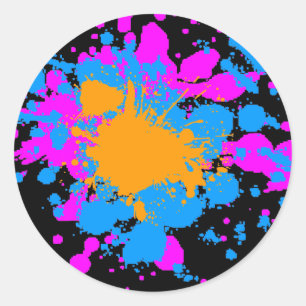 Sticker Rond Corey Tiger 80s Rétro Tache de Peinture (Multicolo