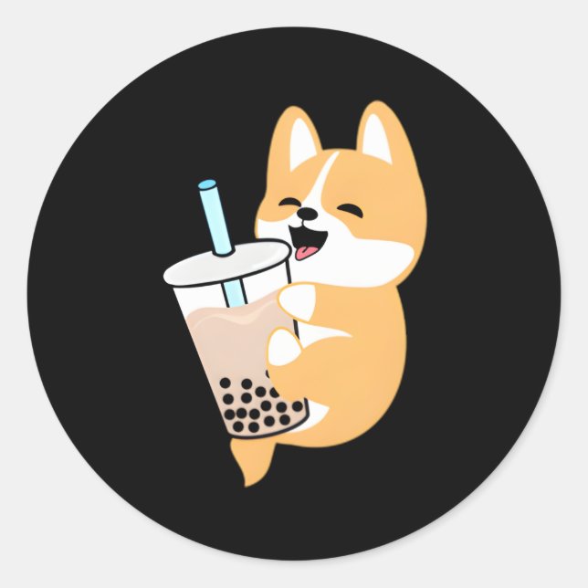 Sticker Rond Corgi Boba (Devant)