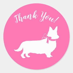 Sticker Rond Corgi Chien Baby shower Chien Chien Gris Gris Gall