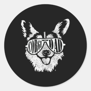 Sticker Rond Corgi Papa Gift Chien Propriétaire Animal Gallois