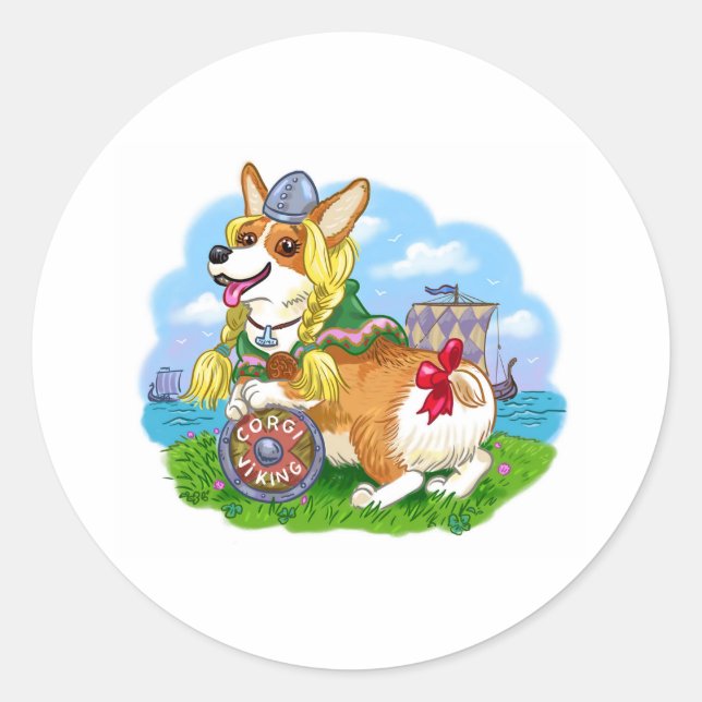 Sticker Rond Corgi Princesse (Devant)
