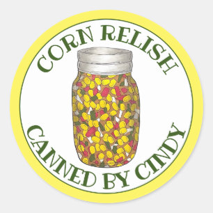 Sticker Rond Corn Relish Salsa Maison Canapé Par