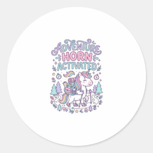 Sticker Rond Corne d'Aventure de Licorne Activée Graphique Past
