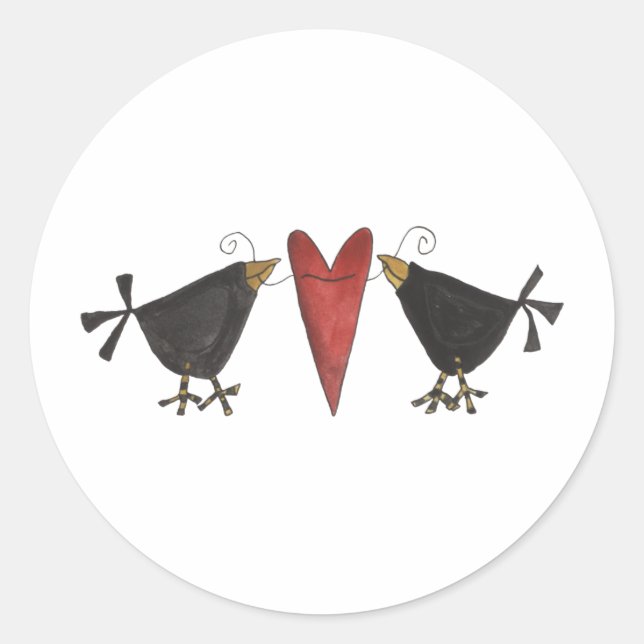 Sticker Rond Corneilles et coeur (Devant)