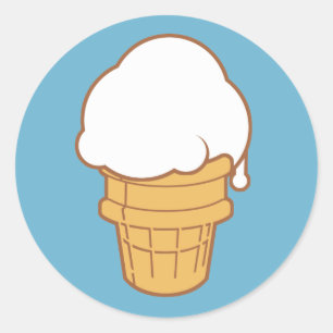 Sticker Rond Cornet de crème glacée