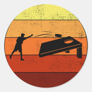 Sticker Rond Cornhole Bean Bag Toe extérieur pelouse Jeu Retro