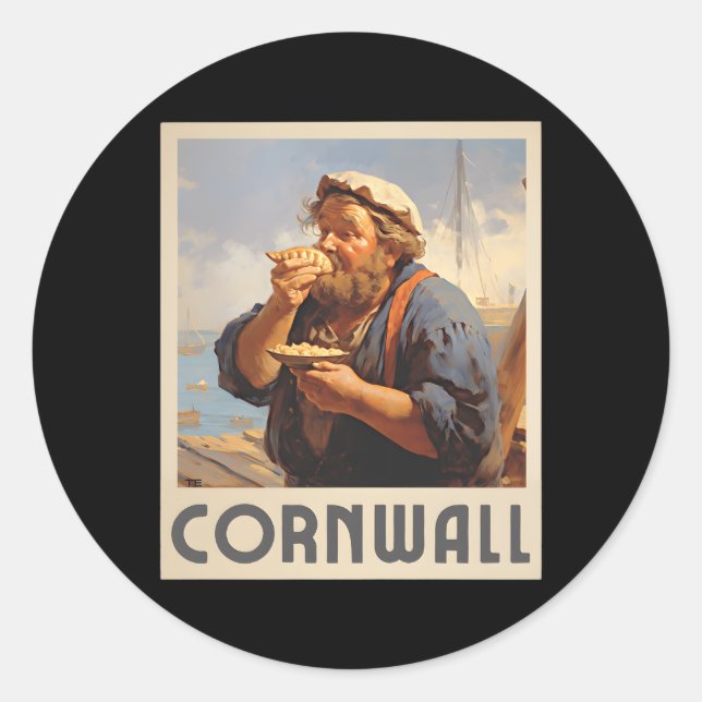 Sticker Rond Cornouailles Manger Pasty Cornouailles (Devant)