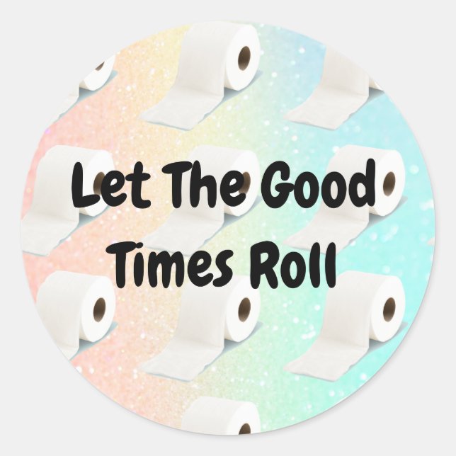 Sticker Rond Corona Virus Toilet Roll Parties scintillant rose (Devant)