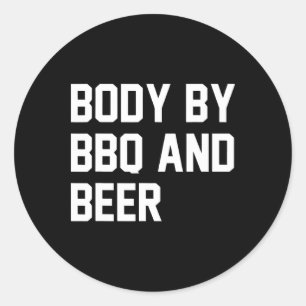 Sticker Rond Corps De Bbq Et Bière Drôle Bière Doyenne