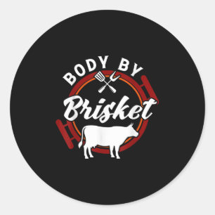 Sticker Rond Corps Par Brisket Funny Bbq Smoker Barbecue Cadeau
