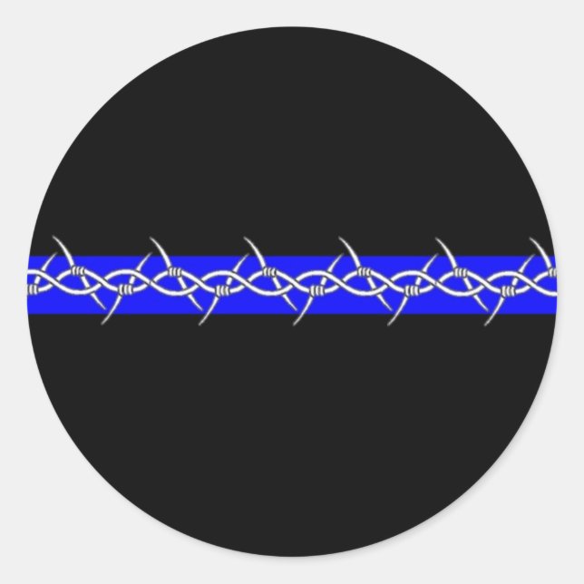 Sticker Rond Corrections de ligne bleue barbelée (Devant)