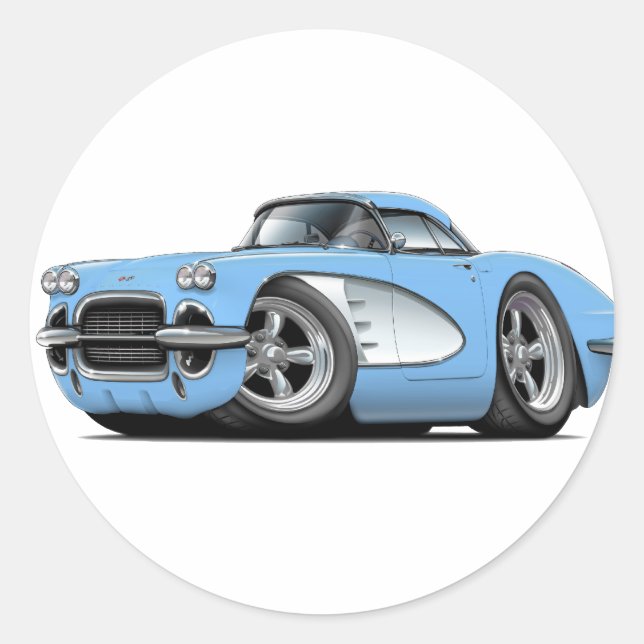 Sticker Rond Corvette Lt Blue Car 1961 (Devant)